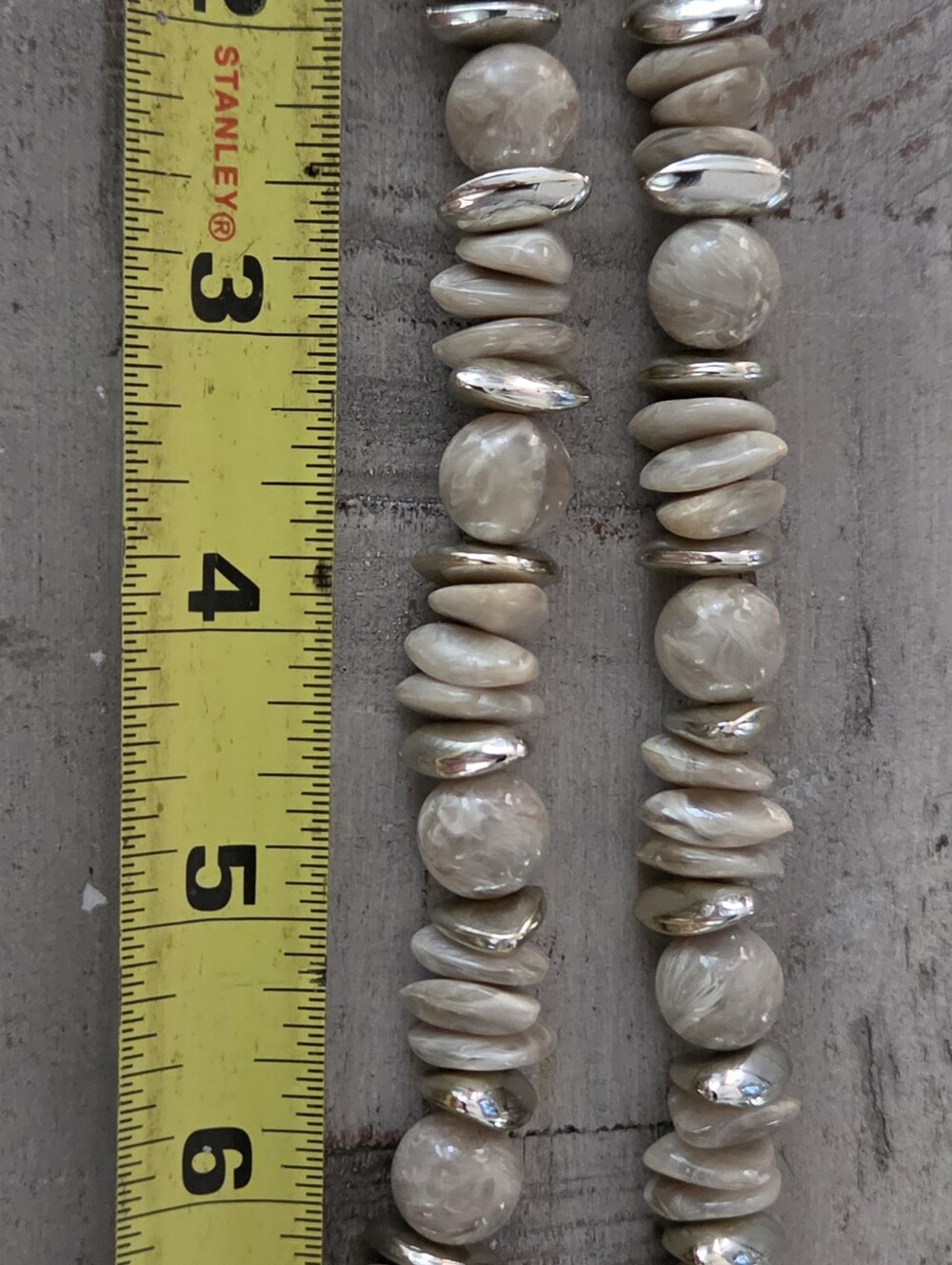Chunky Beige Shell Bead Strand Necklace
